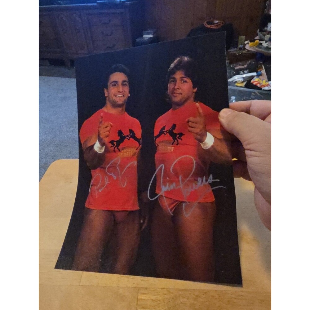 Signed Young Stallions Pinup Jim Powers Paul Roma WWF Autograph